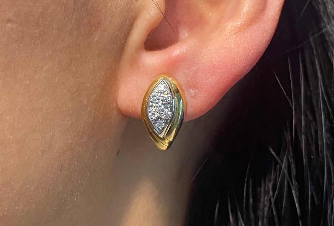 Diamond earrings in 18 carat gold-Earrings-The Antique Ring Shop