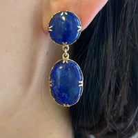 Lapiz pendant earring in 14 carat gold-Earrings-The Antique Ring Shop