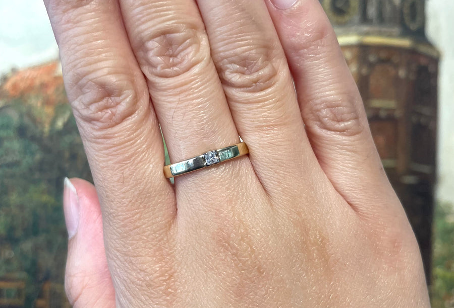 Princess cut diamond square shank ring-wedding rings-The Antique Ring Shop