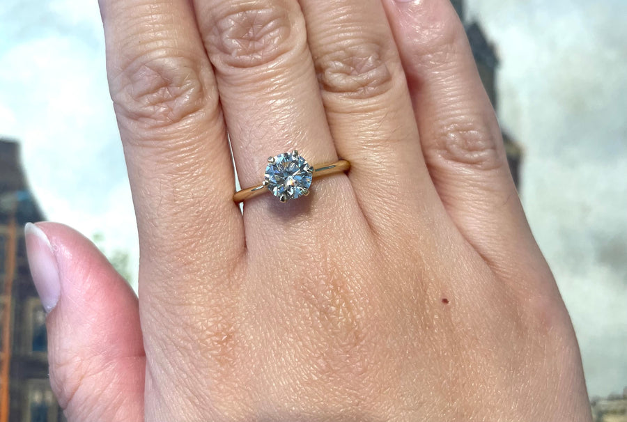 Brilliant cut diamond solitaire ring in 18 carat gold-engagement rings-The Antique Ring Shop