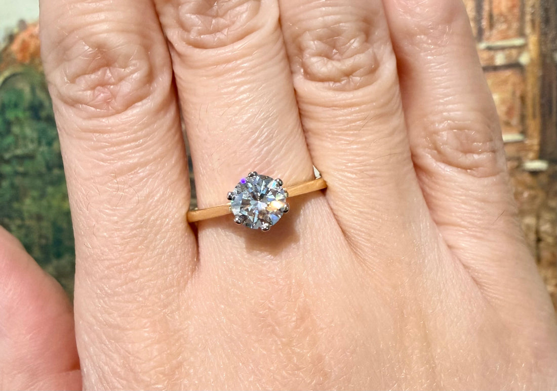 One carat diamond solitaire ring in 18 carat gold-engagement rings-The Antique Ring Shop