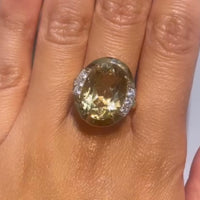 Citrine and diamond ring in 14 carat gold-vintage rings-The Antique Ring Shop