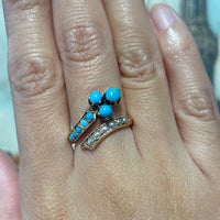 Antique turquoise and pearl ring in 14 carat gold-Antique rings-The Antique Ring Shop