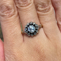 Rose diamond ring in silver and gold-Vintage Rings-The Antique Ring Shop