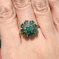 Vintage emerald and diamond cluster ring