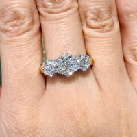 Diamond triple cluster ring in 18 carat gold-engagement rings-The Antique Ring Shop