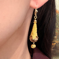 Vintage pendant earings in 14 carat gold-Earrings-The Antique Ring Shop