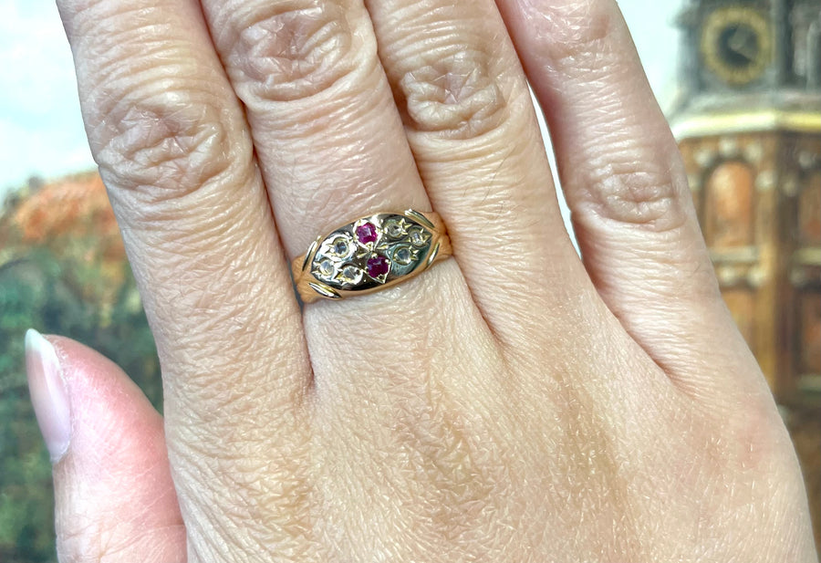 Victorian ruby and diamond ring in 18 carat gold-Antique rings-The Antique Ring Shop