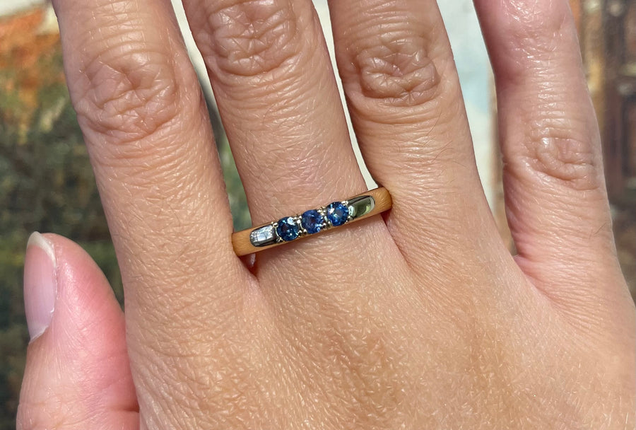 14 carat gold ring with sapphires-wedding rings-The Antique Ring Shop