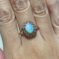 Cabochon opal and rose diamond ring-Antique rings-The Antique Ring Shop