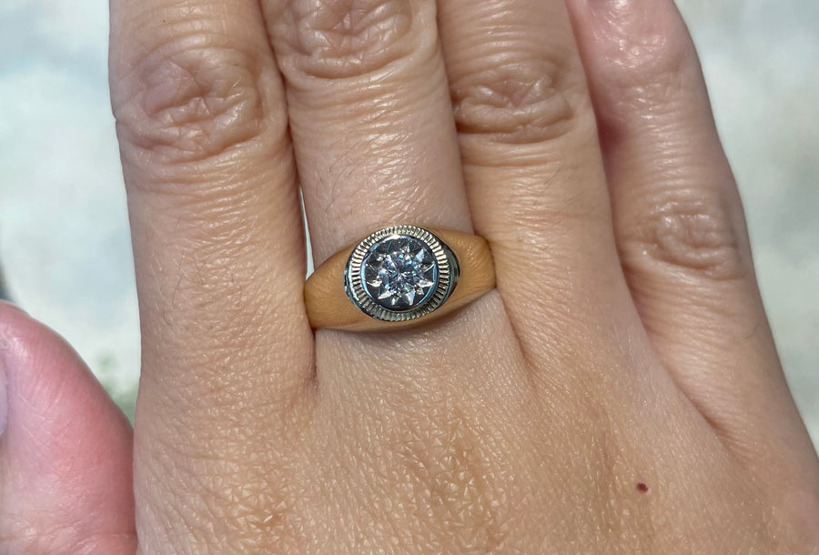Diamond ring in 18 carat gold-gents rings-The Antique Ring Shop
