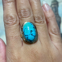 Cabochon turquoise ring in 14 carat gold