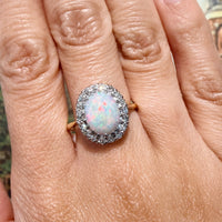 Vintage opal and diamond cluster ring-Vintage Rings-The Antique Ring Shop