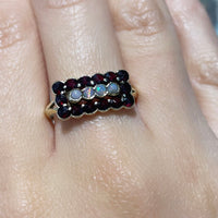 Vintage garnet and opal ring-vintage rings-The Antique Ring Shop