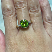 Peridot and diamond ring in 14 carat gold-Vintage Rings-The Antique Ring Shop