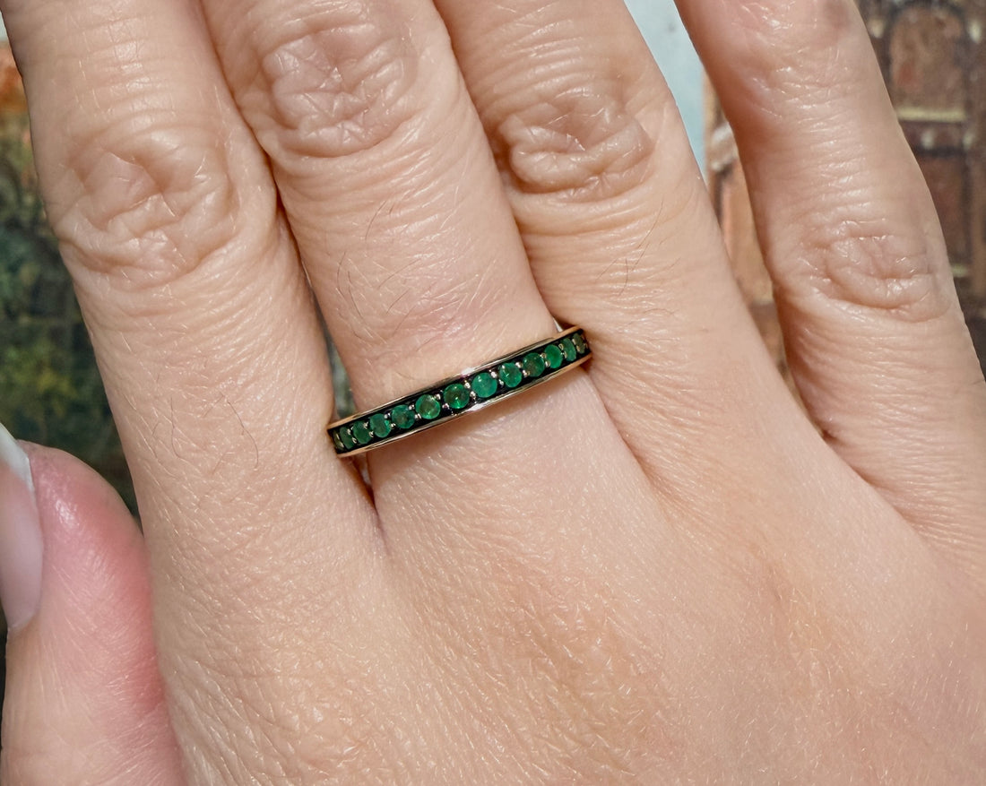 Emerald half eternity band-Vintage Rings-The Antique Ring Shop