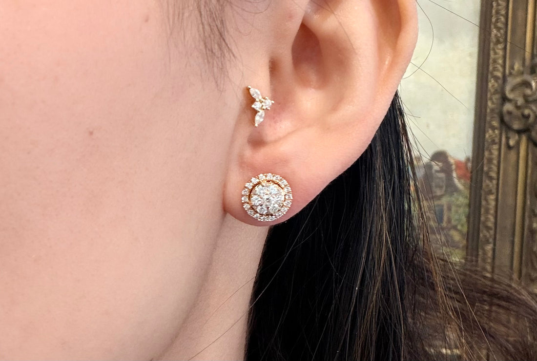 Diamond studs in 18 carat gold-Earrings-The Antique Ring Shop