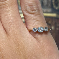 Vintage three stone diamond ring-engagement rings-The Antique Ring Shop