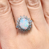 Vintage opal and diamond ring-Vintage Rings-The Antique Ring Shop