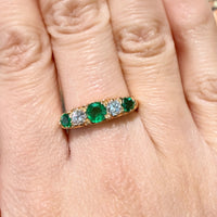 Vintage emerald and diamond ring-Vintage Rings-The Antique Ring Shop
