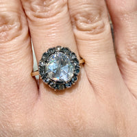 Vintage rose diamond ring in 14 carat gold and silver-engagement rings-The Antique Ring Shop