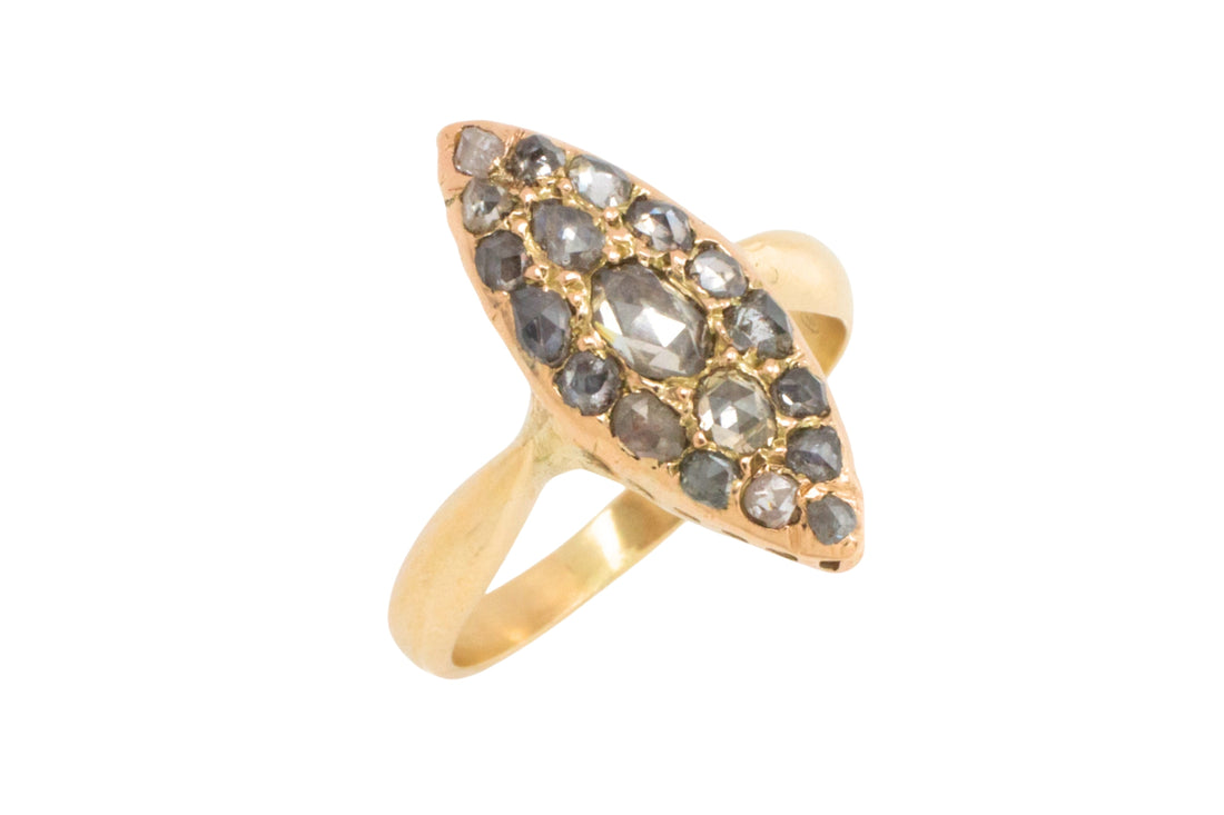 Antique rose diamond marquise ring