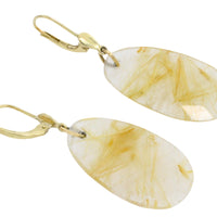 Rutilated quartz pendant earrings-Earrings-The Antique Ring Shop