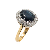 Vintage sapphire and diamond cluster ring-engagement rings-The Antique Ring Shop