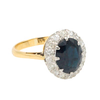 Vintage sapphire and diamond cluster ring-engagement rings-The Antique Ring Shop