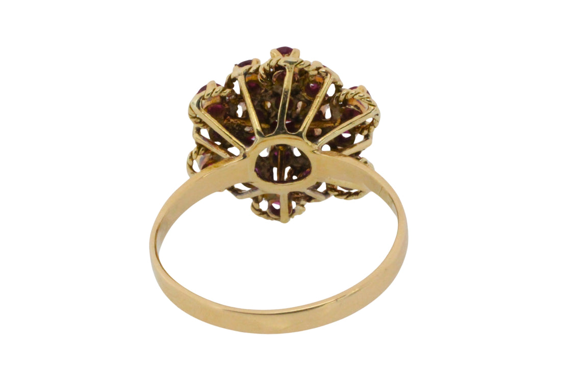 Ruby cluster ring in 18 carat gold-Vintage Rings-The Antique Ring Shop