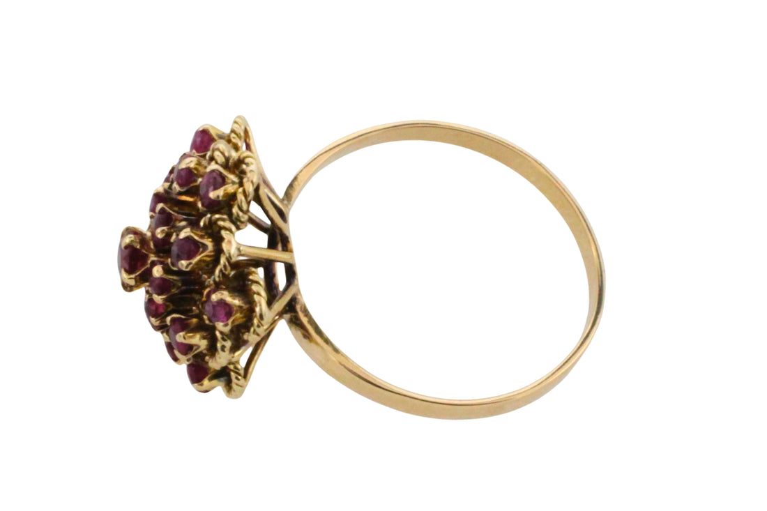 Ruby cluster ring in 18 carat gold-Vintage Rings-The Antique Ring Shop