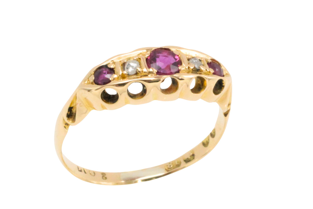 Edwardian period ruby and rose diamond ring-Antique rings-The Antique Ring Shop