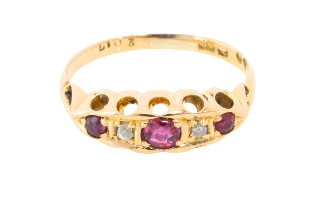 Edwardian period ruby and rose diamond ring-Antique rings-The Antique Ring Shop
