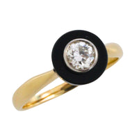 Vintage onyx and old cut diamond solitaire ring