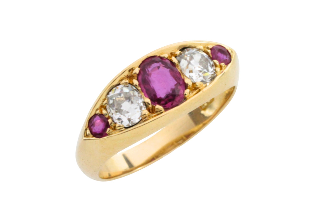 Victorian ruby and old mine cut diamond ring-Antique rings-The Antique Ring Shop