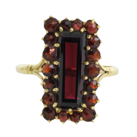 Rectangular garnet ring in 14 carat gold-Rings-The Antique Ring Shop