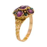Victorian garnet and emerald cluster ring-Antique rings-The Antique Ring Shop