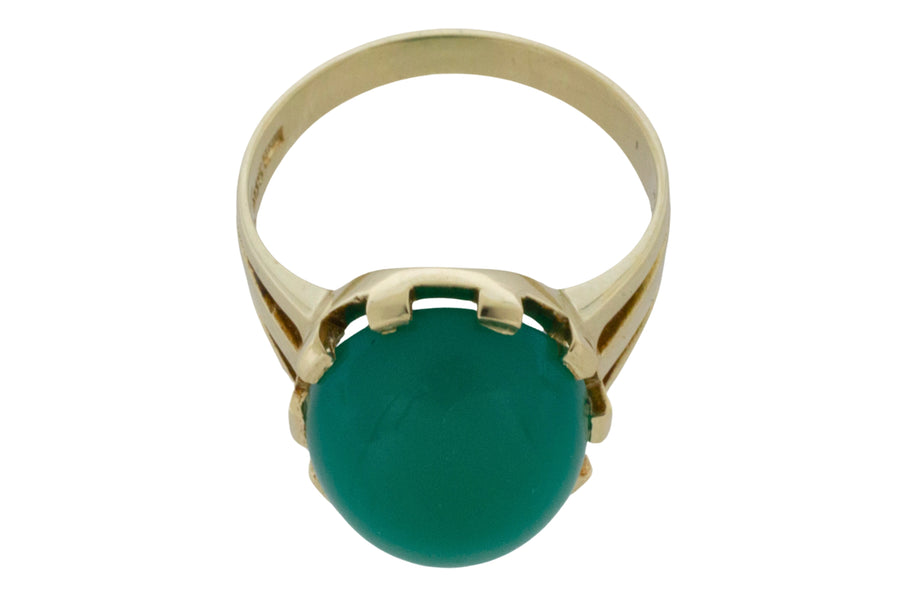 Vintage cabochon chrysoprase ring-Vintage Rings-The Antique Ring Shop