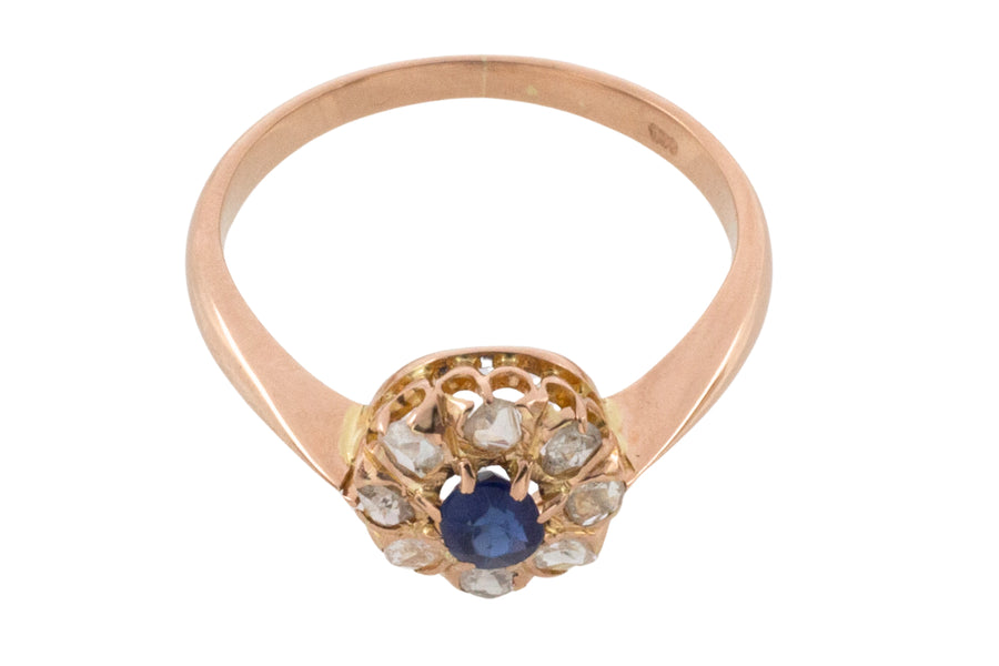 Antique rose diamond and sapphire ring-Antique rings-The Antique Ring Shop