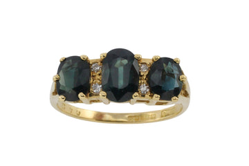 Peacock sapphire and diamond ring in 18 carat gold-The Antique Ring Shop