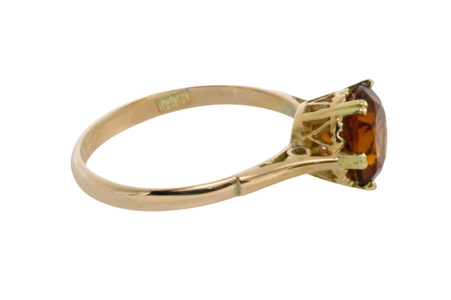 Madeira cutrine solitaire ring-Vintage Rings-The Antique Ring Shop