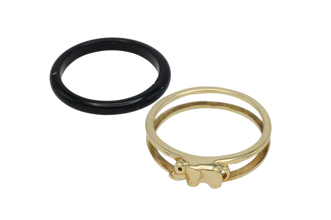 Onyx elephant ring in 14 carat gold-Rings-The Antique Ring Shop