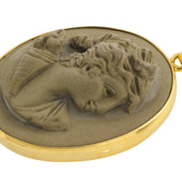 Lava Cameo in 18 carat gold-Pendants-The Antique Ring Shop