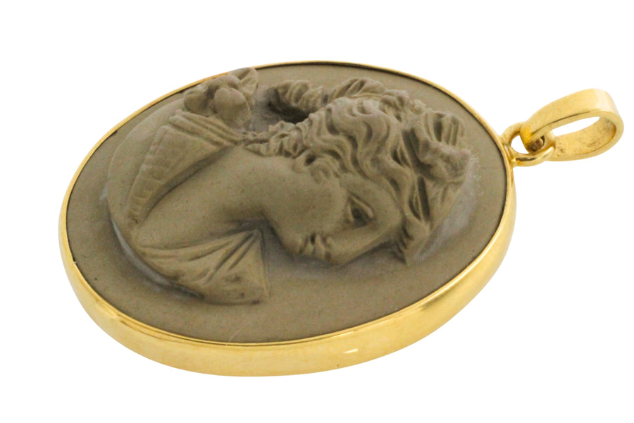 Lava Cameo in 18 carat gold-Pendants-The Antique Ring Shop