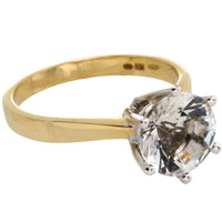 Gold solitaire ring with rock crystal stone-engagement rings-The Antique Ring Shop