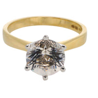 Gold solitaire ring with rock crystal stone-engagement rings-The Antique Ring Shop