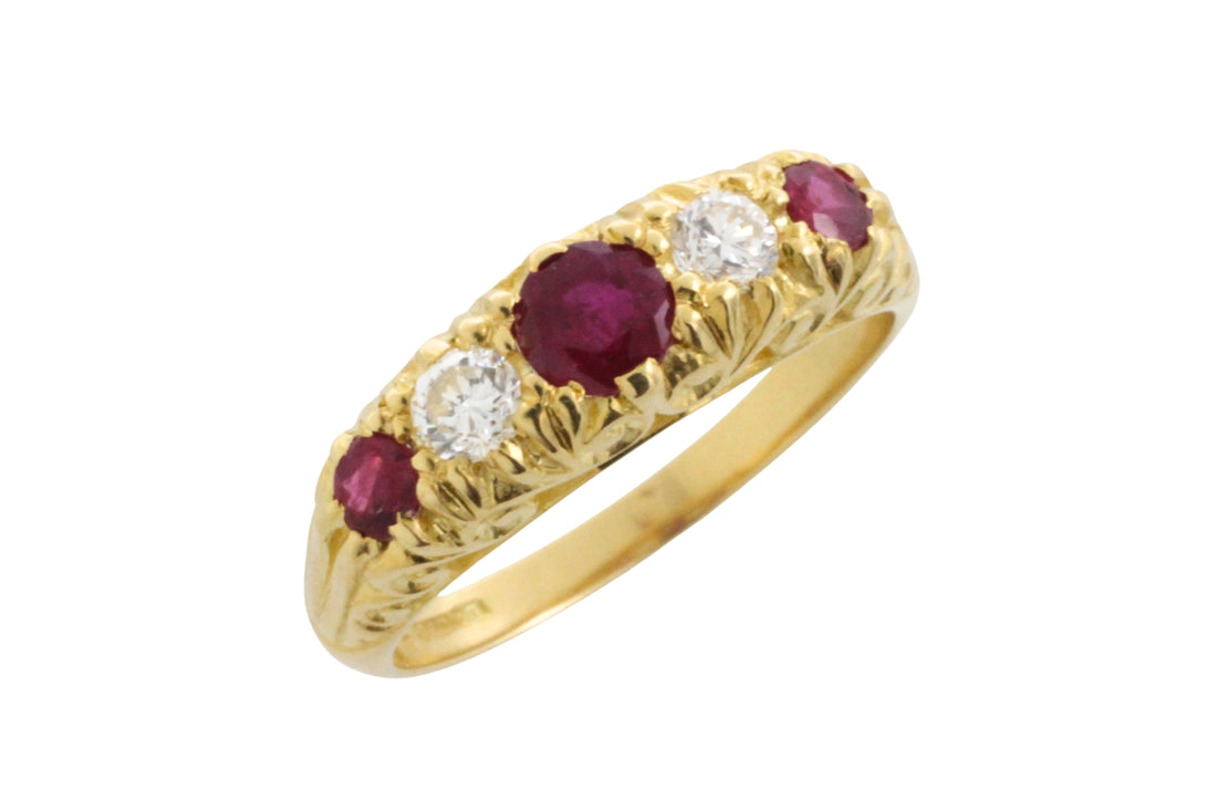 Vintage ruby and diamond ring-Vintage Rings-The Antique Ring Shop