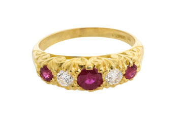 Vintage ruby and diamond ring-Vintage Rings-The Antique Ring Shop