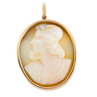 Vintage cameo pendant in 14 carat gold-Pendants-The Antique Ring Shop