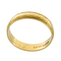 Vintage 18 carat gold band with motif-wedding rings-The Antique Ring Shop